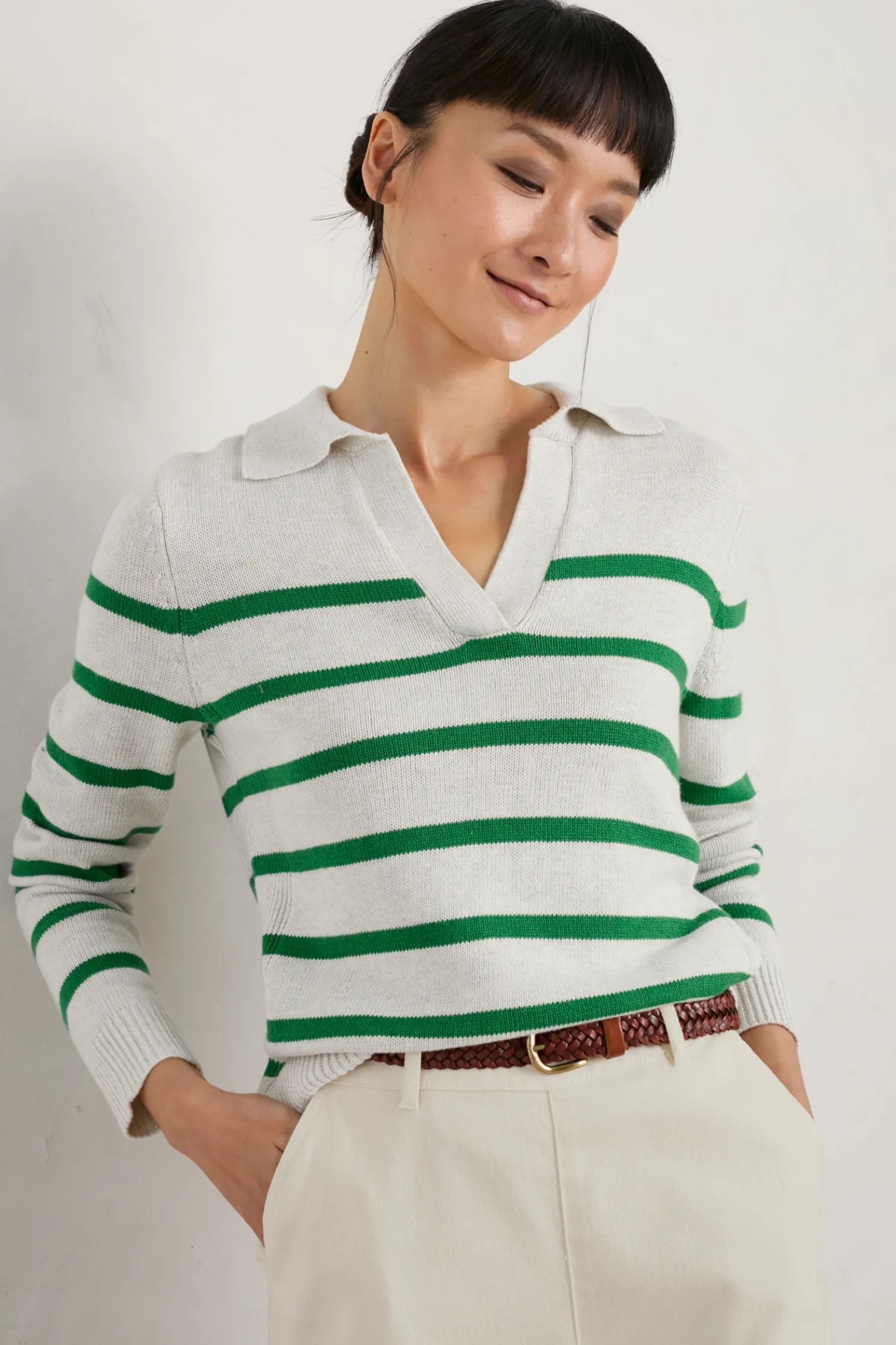 Barbizan Long Sleeve Collared Jumper