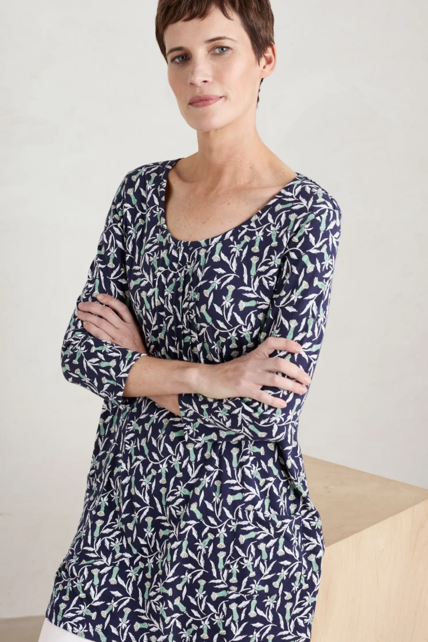 Busy Lizzy 3/4 Sleeve Slub Jersey Tunic