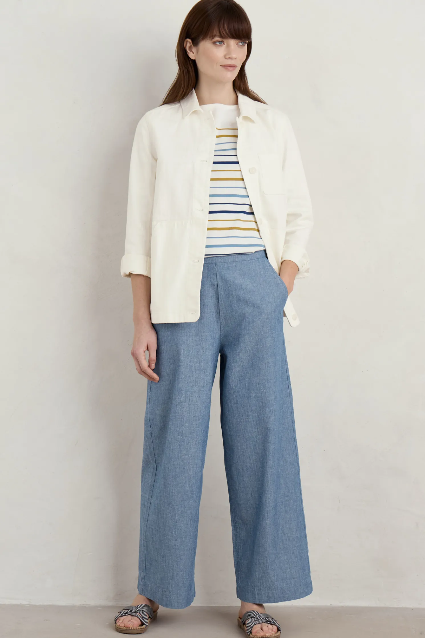 Calluna Wide Leg Chambray Trousers