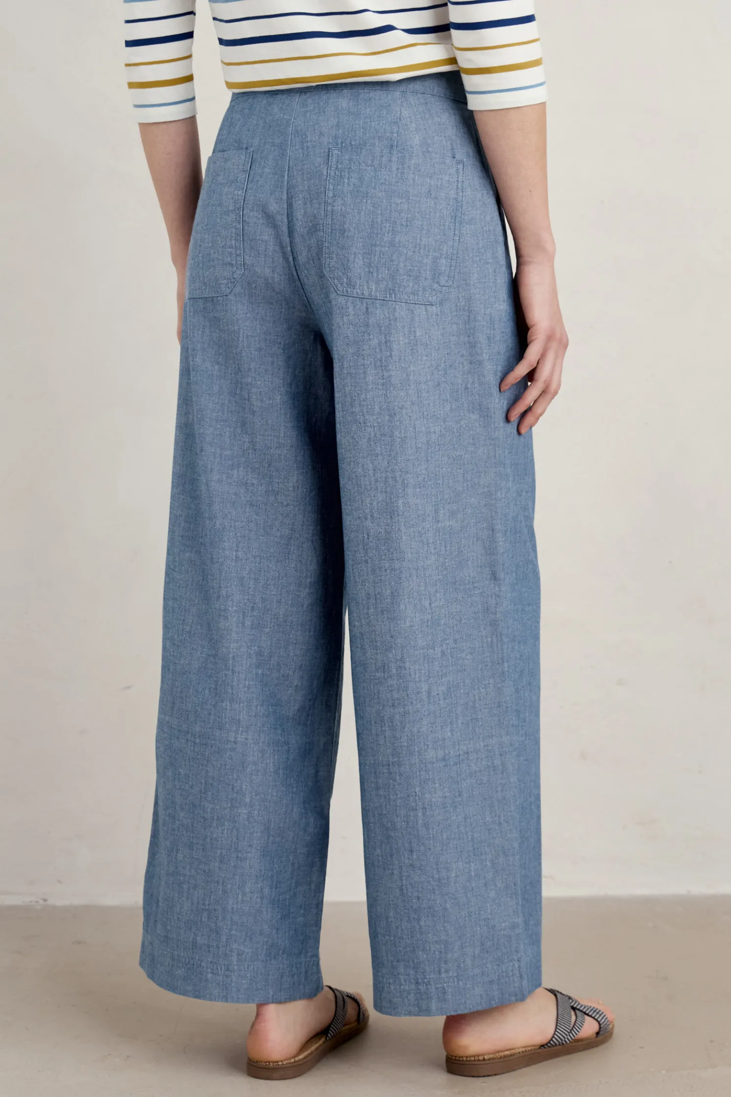 Calluna Wide Leg Chambray Trousers