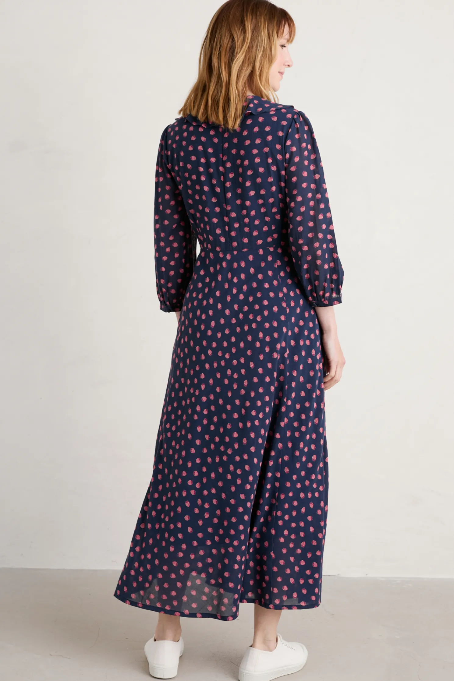 Furled Flower V-Neck Dress