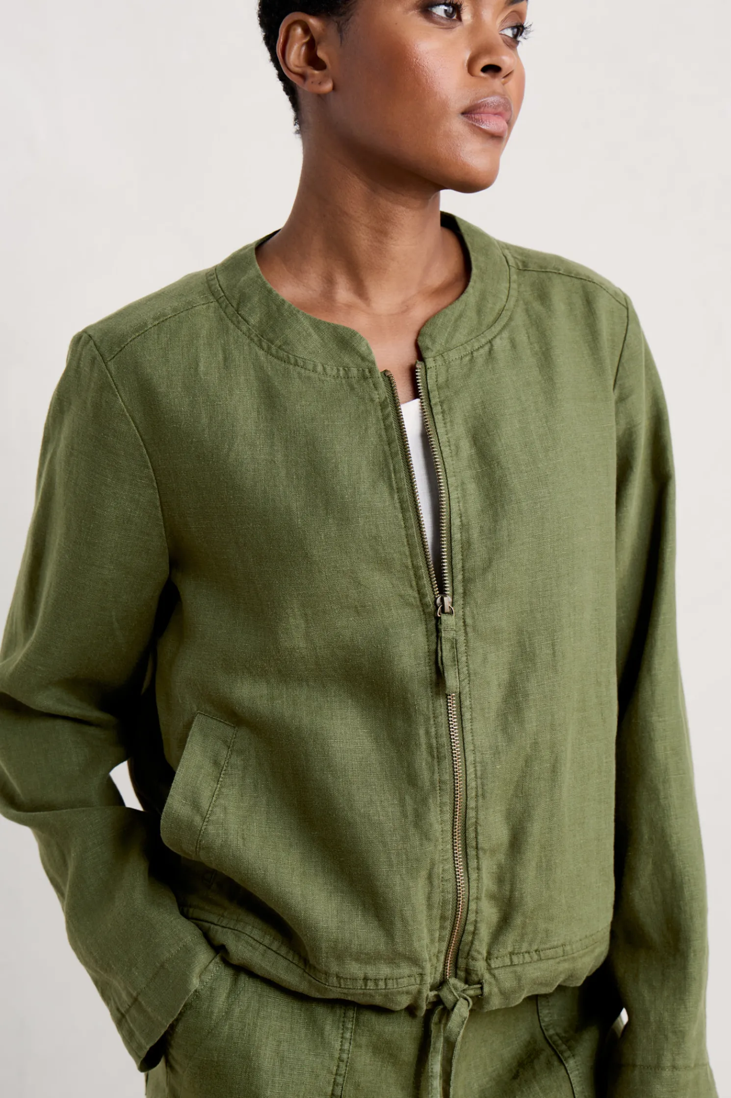 Galleon Zip Through Linen Jacket