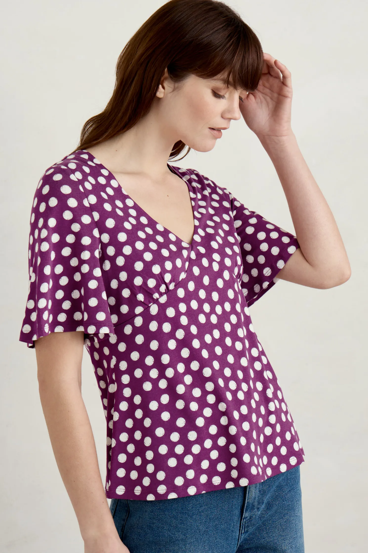 Herb Garden Angel Sleeve V-Neck Top