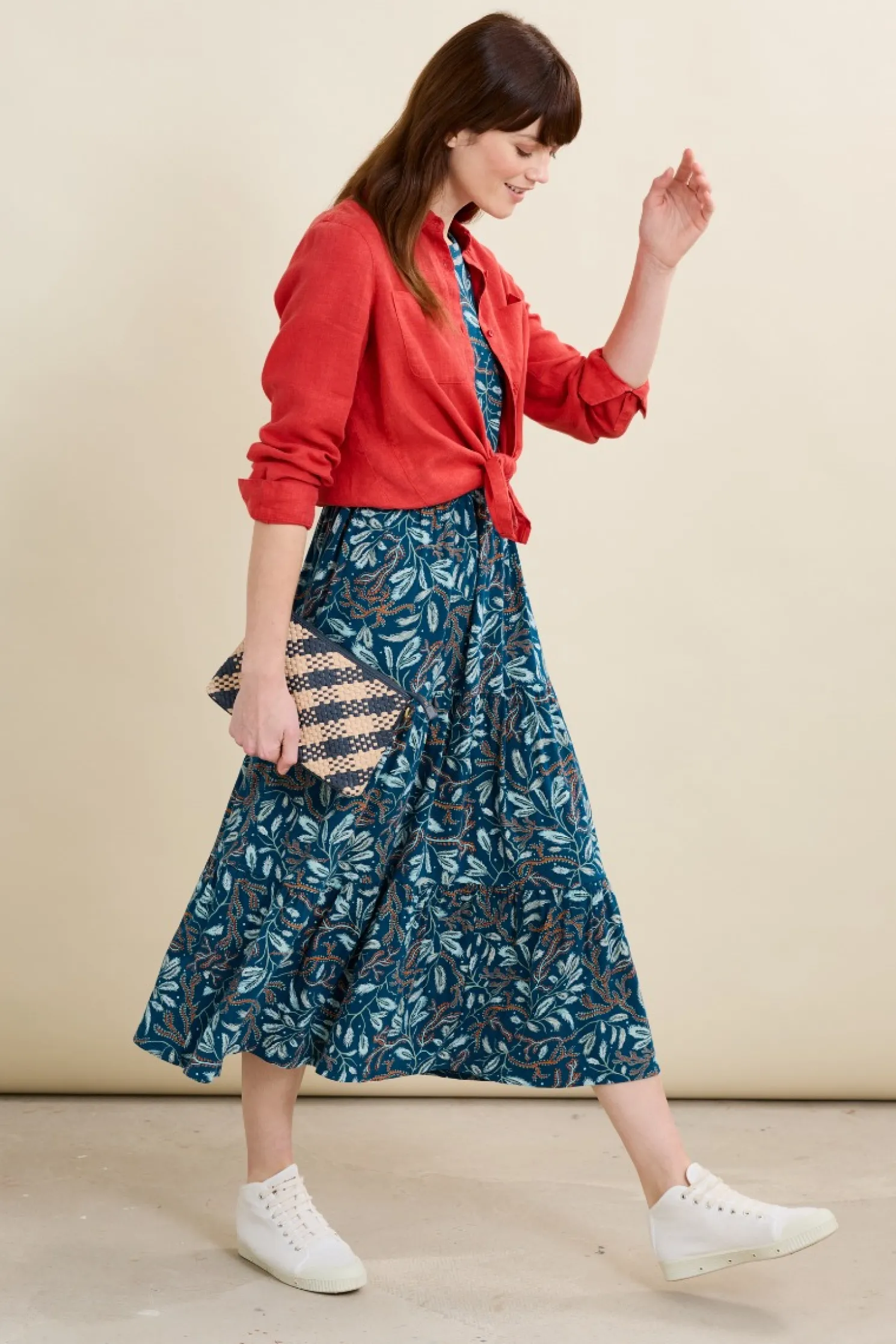 Line Strokes Short Sleeve Dress (Gots)