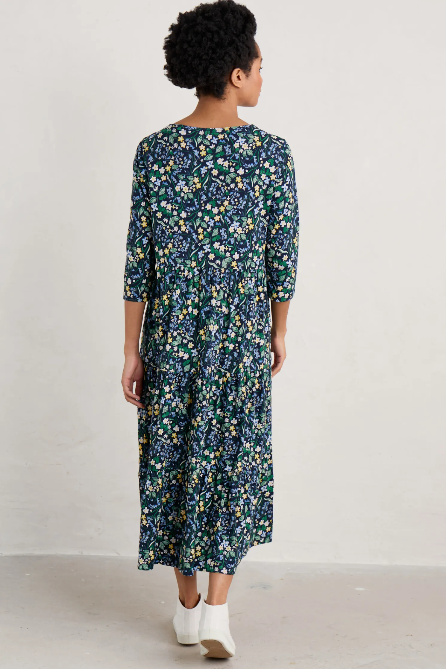 Line Strokes Tiered Jersey Dress (Gots)