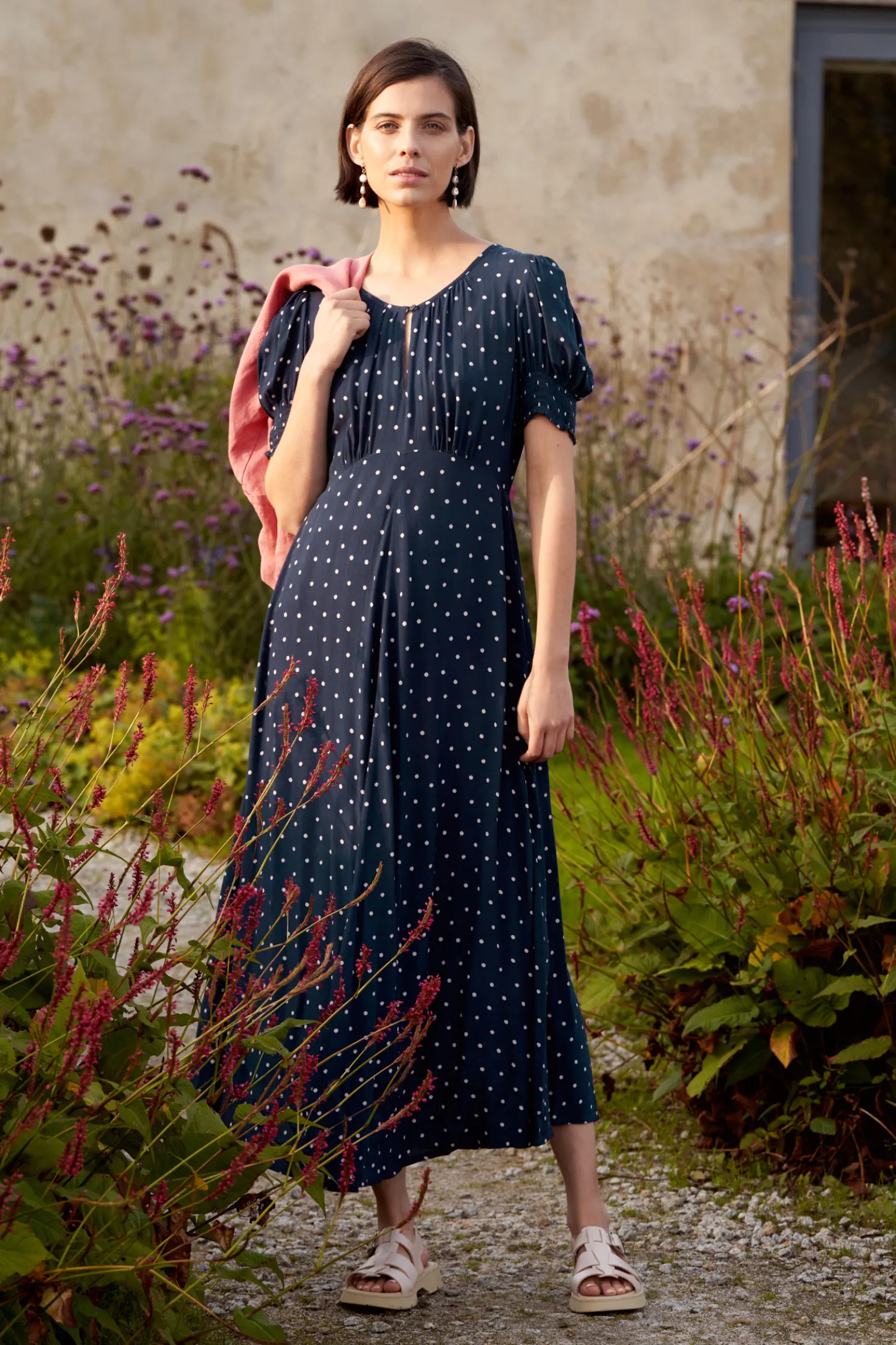 Marsh Violet Short Sleeve Empire Line Dress