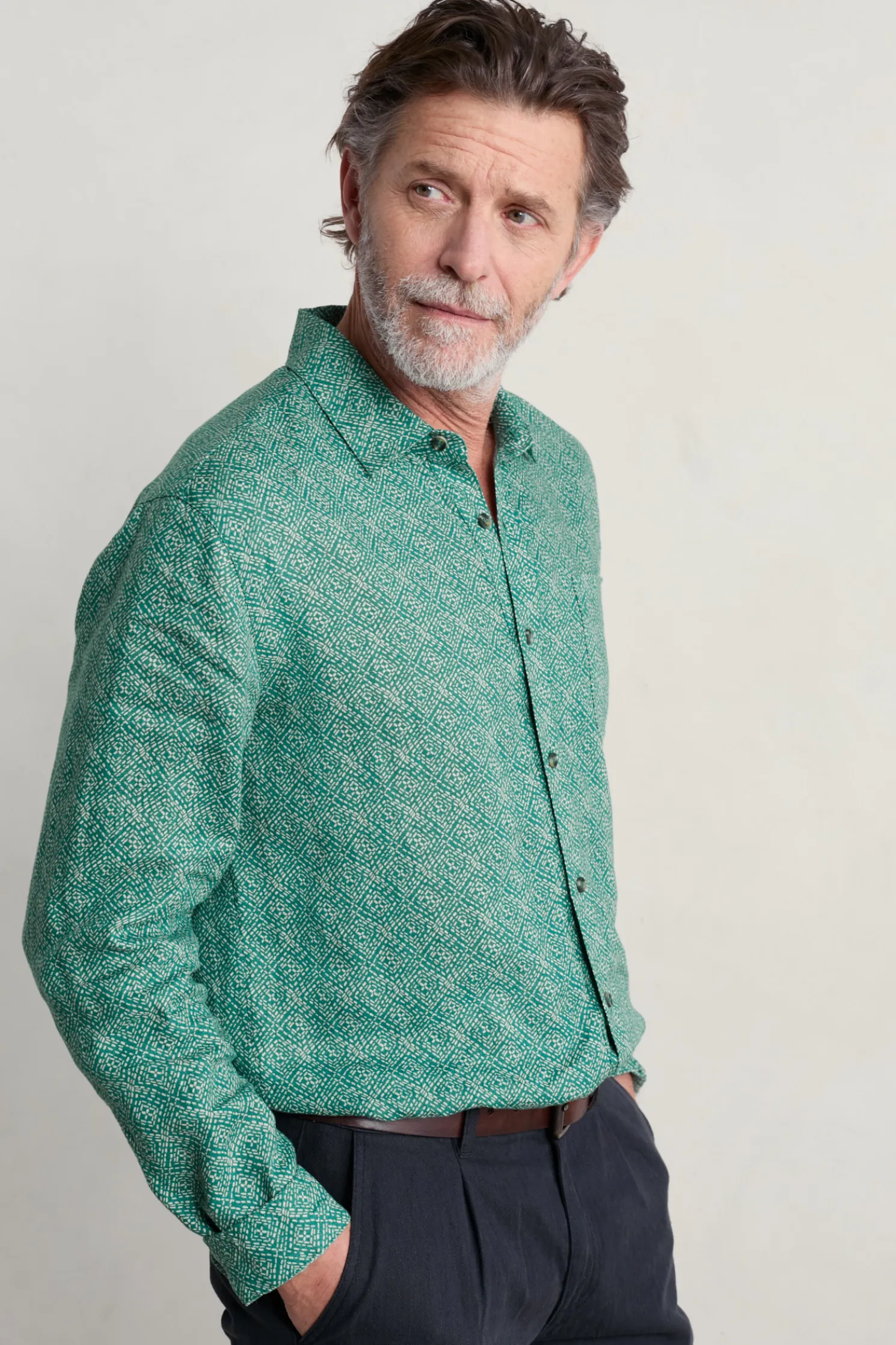 Men's Anthony Printed Linen Shirt