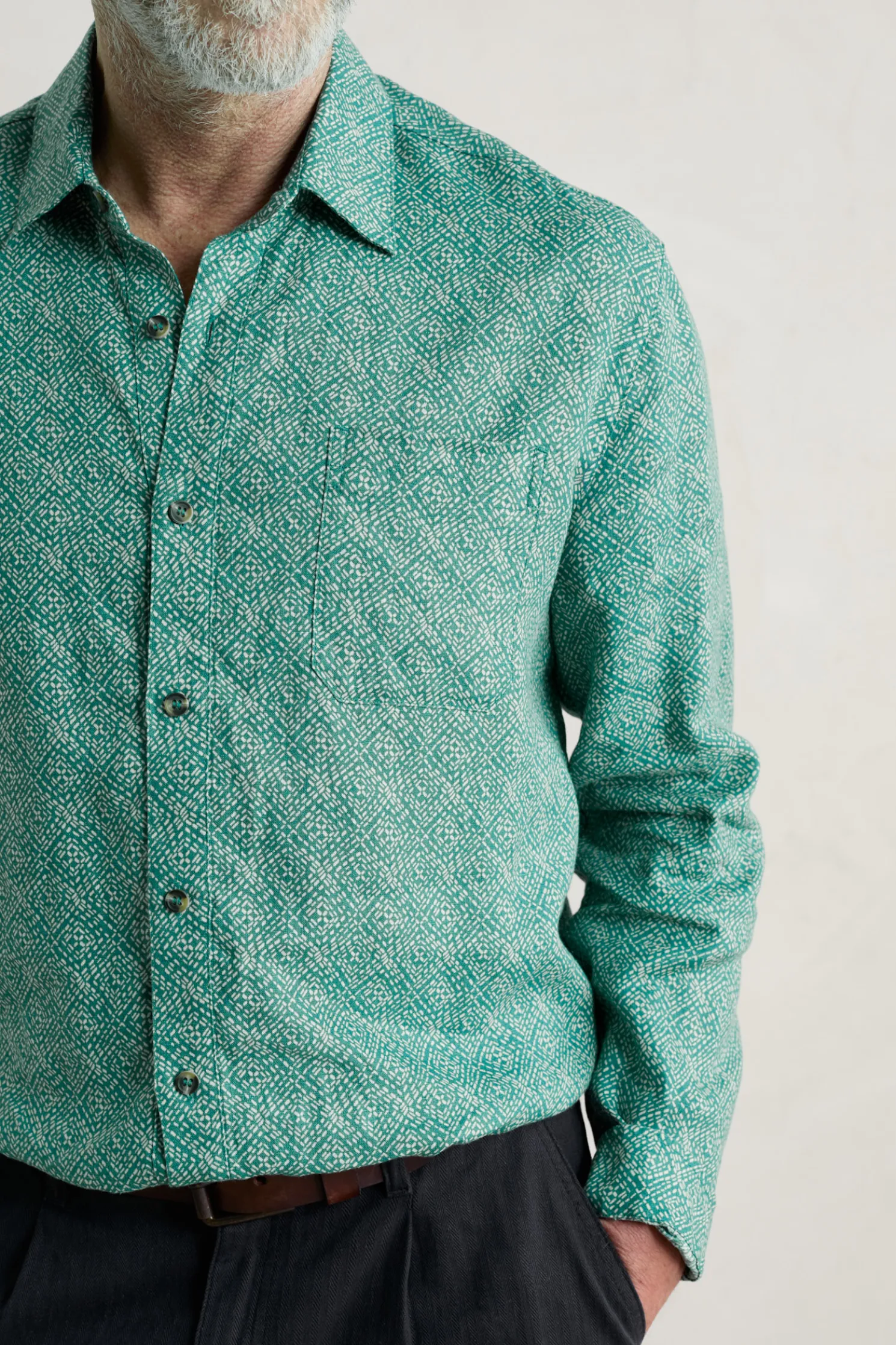 Men's Anthony Printed Linen Shirt