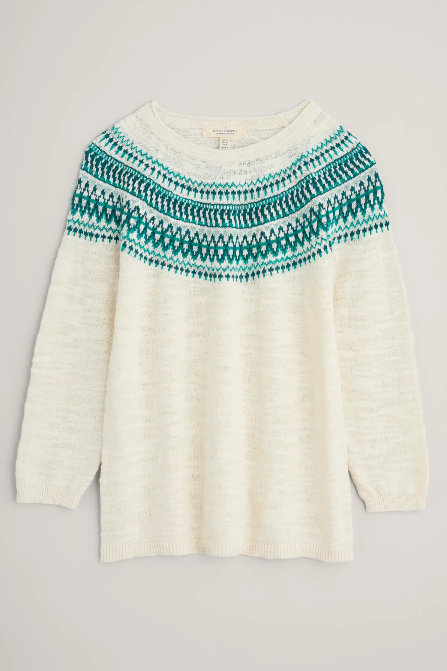 Penvoose Three Quarter Sleeve Fair Isle Jumper