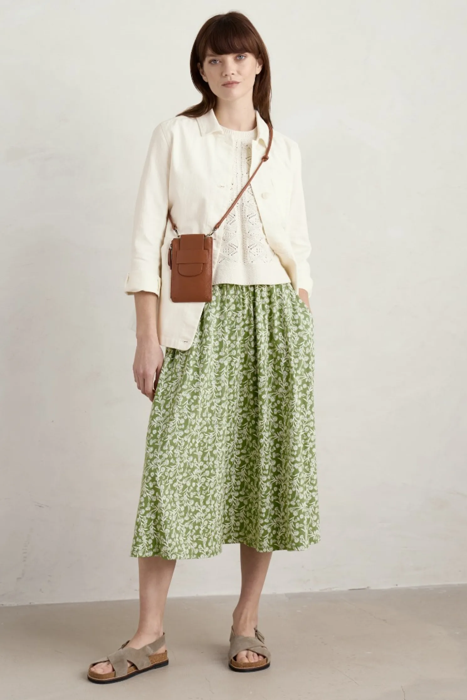 Ready Sail Printed Jersey Midi Skirt