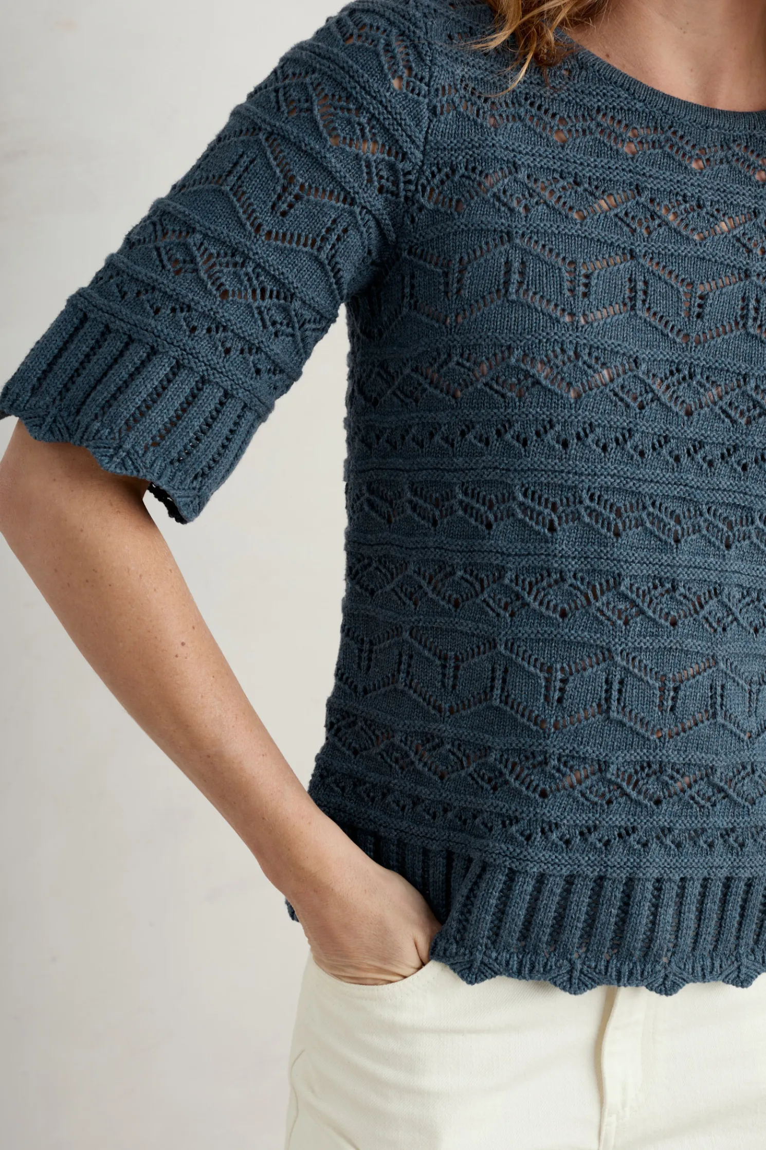 River Cross Pointelle Knit Top