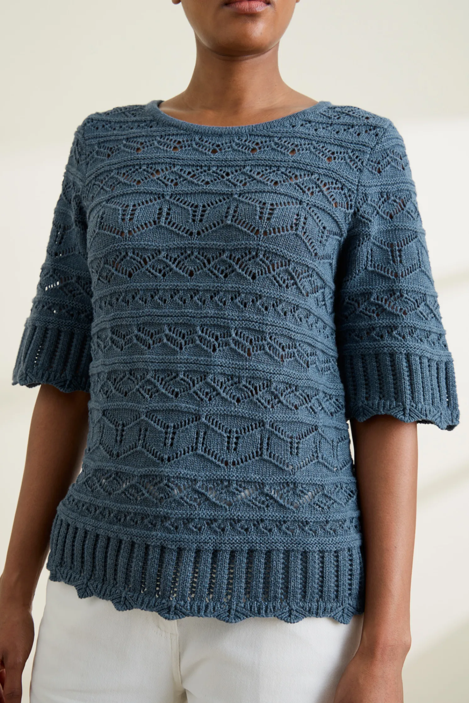 River Cross Pointelle Knit Top
