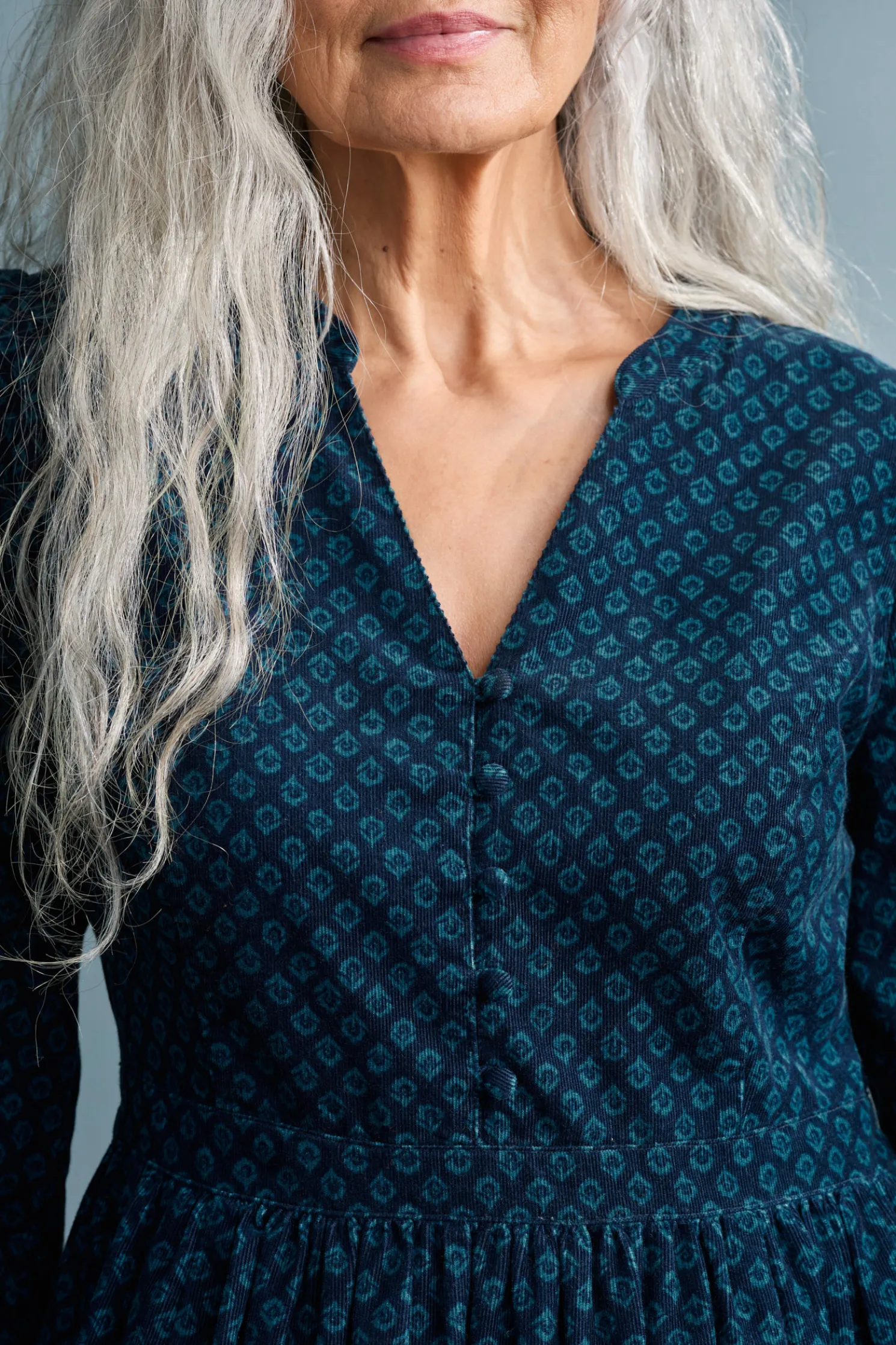 Rose Cottage Printed Cord Midi Dress