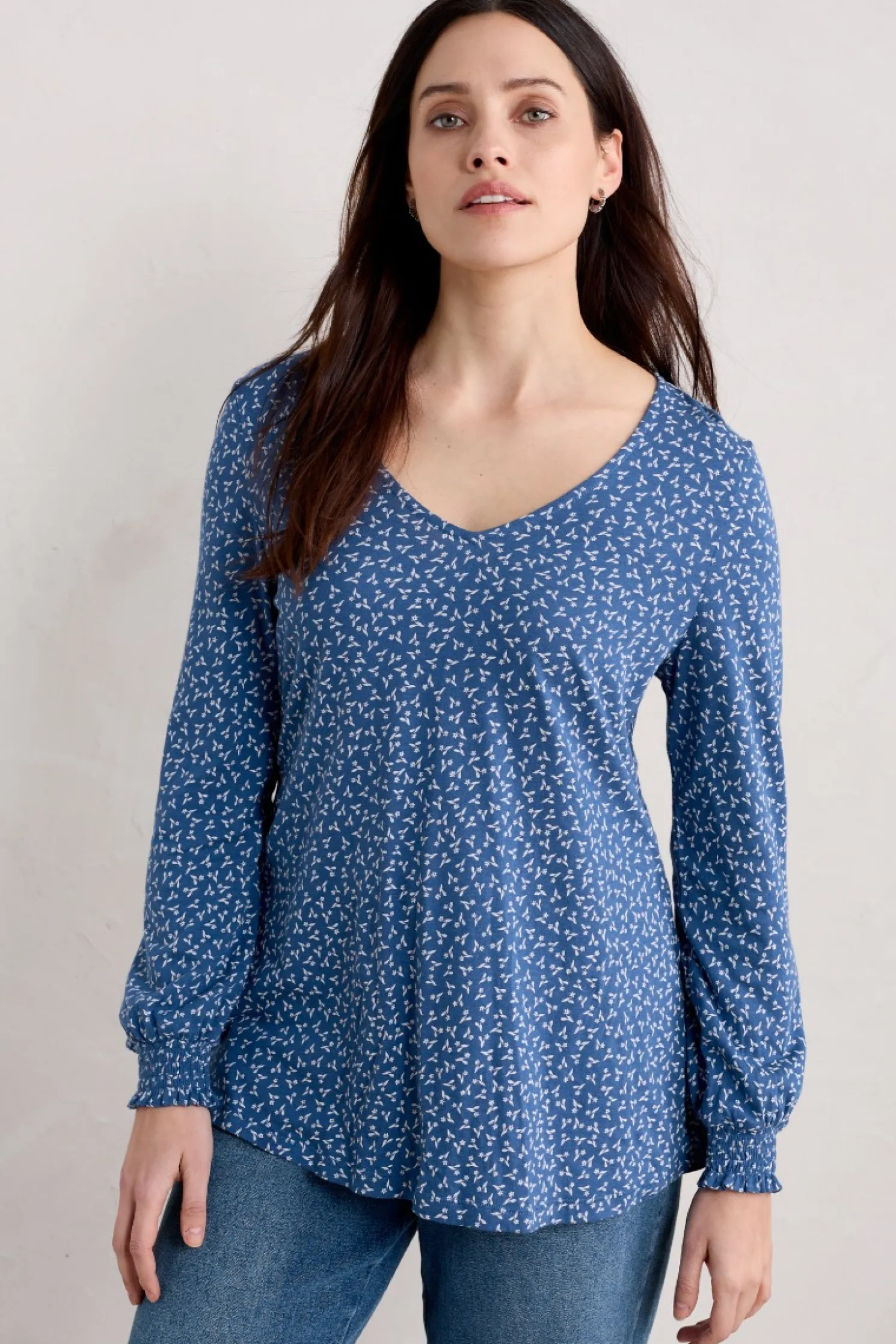 Rosehip Jersey V-Neck Top