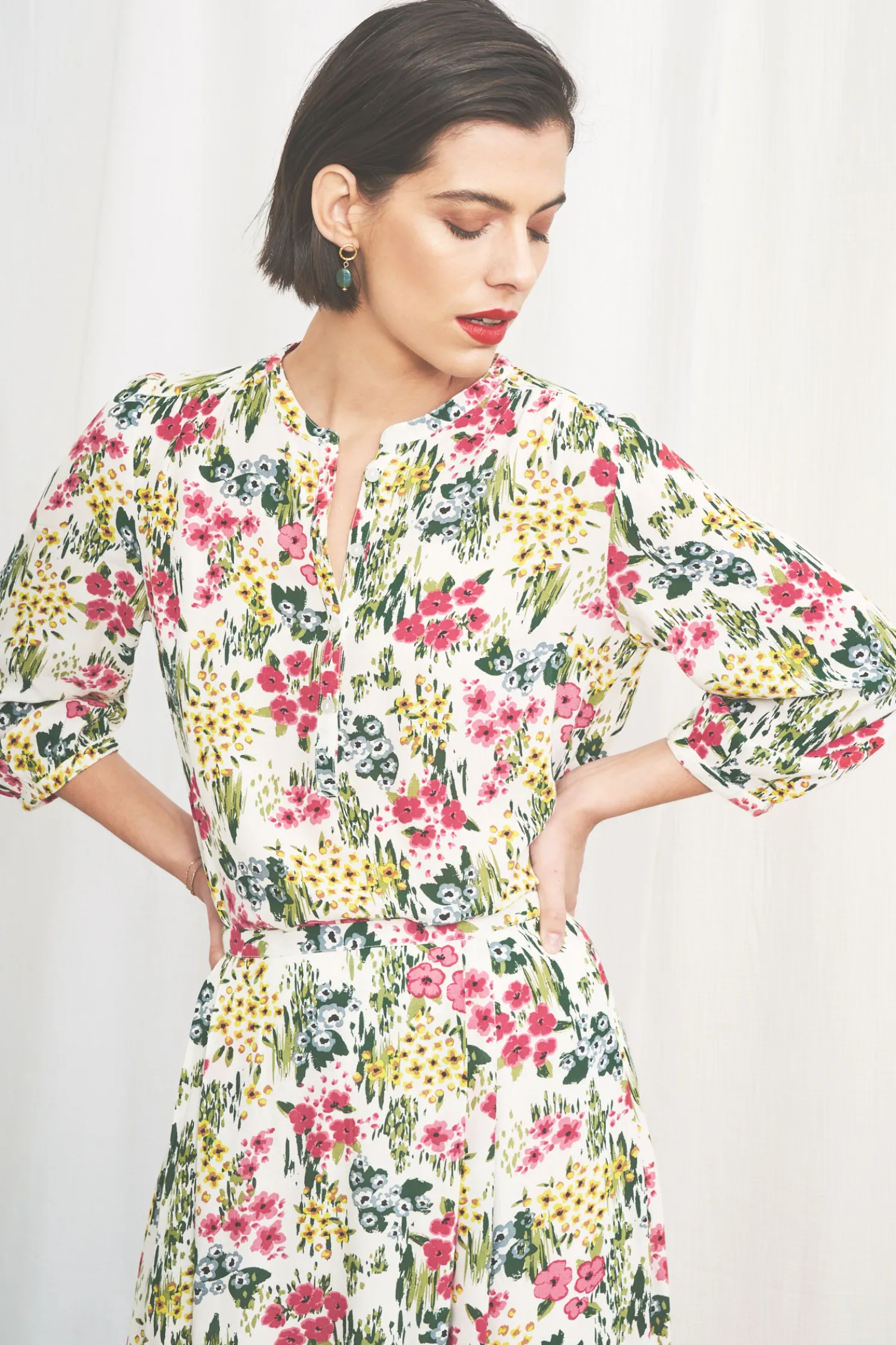 Willow Path 3/4 Sleeve Printed Shirt